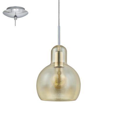 Pendente aço cromado vidro âmbar 1 X E27 - Eglo iluminação Menor preço em Pendente aço cromado vidro âmbar 1 X E27 - Eglo iluminação