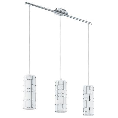 Pendente aço cromado vidro branco detalhes cromados 3 X E27 - Eglo iluminação Menor preço em Pendente aço cromado vidro branco detalhes cromados 3 X E27 - Eglo iluminação