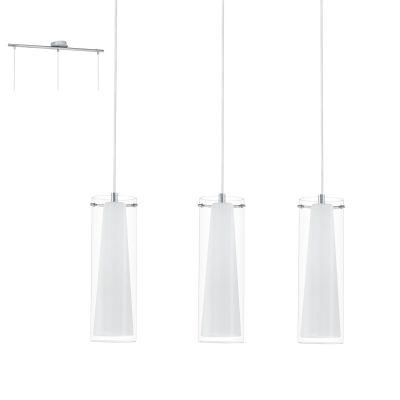 Pendente aço cromado vidro opalino vidro transparente 3 X E27 - Eglo iluminação Menor preço em Pendente aço cromado vidro opalino vidro transparente 3 X E27 - Eglo iluminação