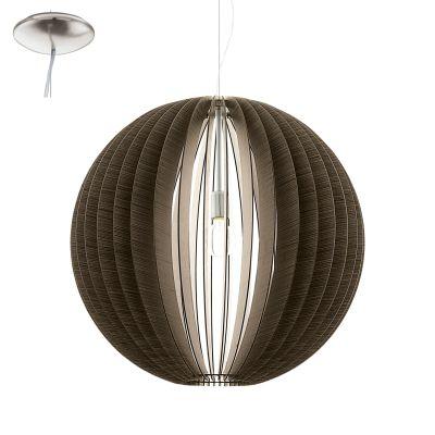 Pendente aço níquel acetinado madeira marrom 700 mm 1 X E27 - Eglo iluminação Menor preço em Pendente aço níquel acetinado madeira marrom 700 mm 1 X E27 - Eglo iluminação