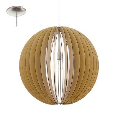 Pendente aço níquel acetinado madeira marrom claro 700 mm 1 X E27 - Eglo iluminação Menor preço em Pendente aço níquel acetinado madeira marrom claro 700 mm 1 X E27 - Eglo iluminação