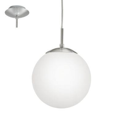 Pendente aço níquel acetinado vidro opalino branco 1 X E27 - Eglo iluminação Menor preço em Pendente aço níquel acetinado vidro opalino branco 1 X E27 - Eglo iluminação