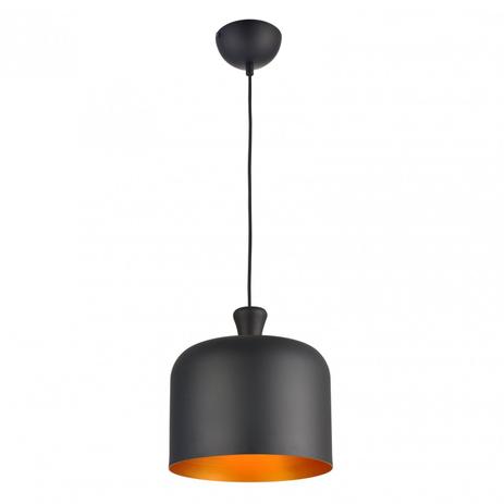 Pendente Alumínio Cúpula 28cm Bell Avant Preto Fosco/Ouro Menor preço em Pendente Alumínio Cúpula 28cm Bell Avant Preto Fosco/Ouro