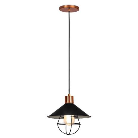 Pendente Alumínio Spot Line Bronx 25cm 1XE27 Preto com Cobre Polido 636/1 Menor preço em Pendente Alumínio Spot Line Bronx 25cm 1XE27 Preto com Cobre Polido 636/1