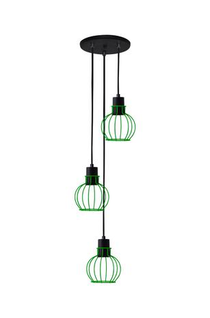 Pendente Arame Mini Esfera Triplo Verde e Preto - Attena iluminação Menor preço em Pendente Arame Mini Esfera Triplo Verde e Preto - Attena iluminação