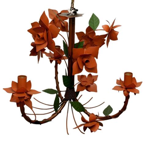 Pendente Artesanal de Ferro com Flores para Area Externa 03 Bocais - Libertas rosas artesanato Menor preço em Pendente Artesanal de Ferro com Flores para Area Externa 03 Bocais - Libertas rosas artesanato