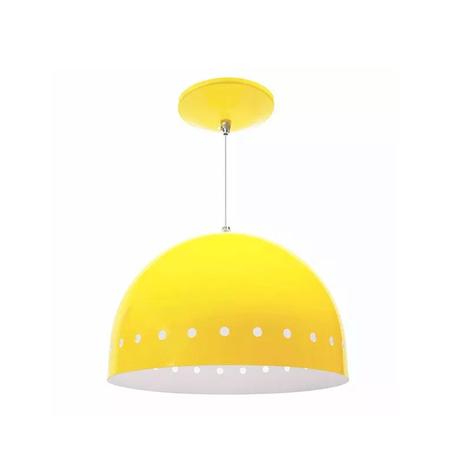 Pendente Arzen Meia Bola Alumínio Escovado E Amarelo - E-27 Bivolt - Ema lustres Menor preço em Pendente Arzen Meia Bola Alumínio Escovado E Amarelo - E-27 Bivolt - Ema lustres