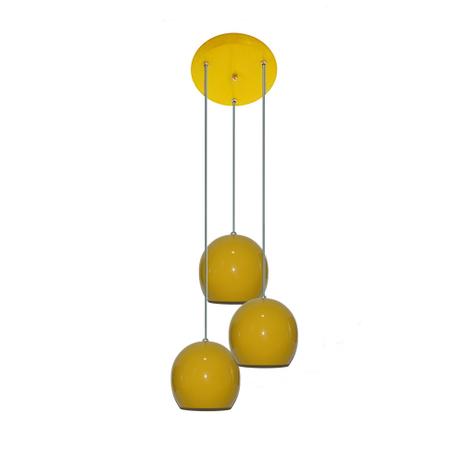 Pendente Colorido Tipo Bolinha - 03 Pendentes Juntos na Mesma Canopla - Amarelo - Lustres amandini Menor preço em Pendente Colorido Tipo Bolinha - 03 Pendentes Juntos na Mesma Canopla - Amarelo - Lustres amandini
