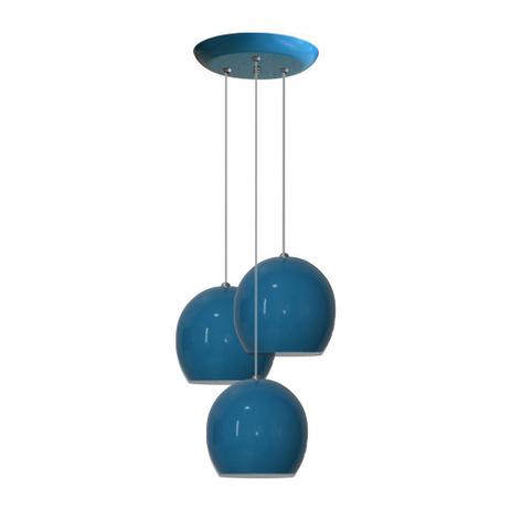 Pendente Colorido Tipo Bolinha - 03 Pendentes Juntos na Mesma Canopla - Azul - Lustres amandini Menor preço em Pendente Colorido Tipo Bolinha - 03 Pendentes Juntos na Mesma Canopla - Azul - Lustres amandini