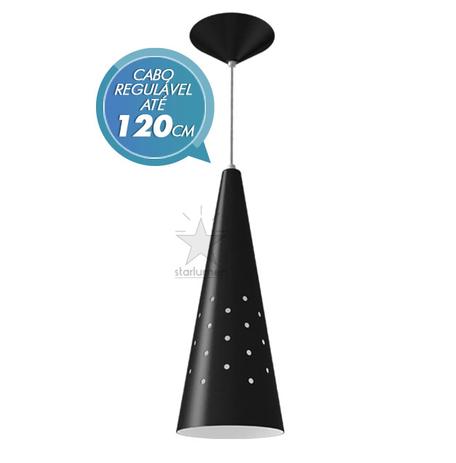 Pendente cone 35cm luminária em alumínio para lâmpada E27 - Starlumen - preto st4019 Menor preço em Pendente cone 35cm luminária em alumínio para lâmpada E27 - Starlumen - preto st4019