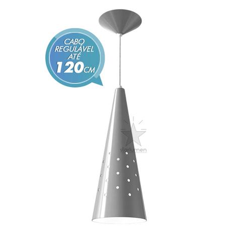 Pendente cone 35cm luminária em alumínio para lâmpada E27 - starlumen - titânio st4019 Menor preço em Pendente cone 35cm luminária em alumínio para lâmpada E27 - starlumen - titânio st4019