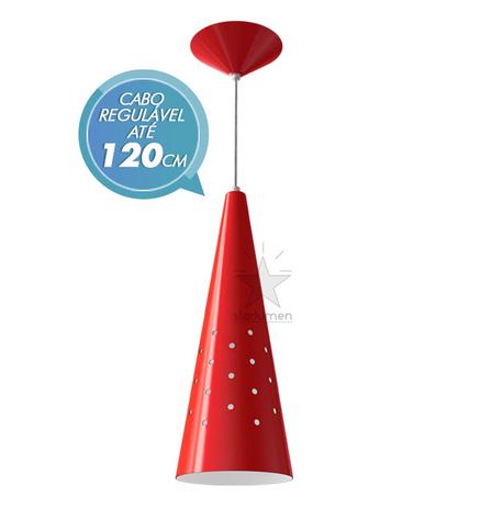 Pendente cone 35cm luminária em alumínio para lâmpada E27 - starlumen - vermelho st4019 Menor preço em Pendente cone 35cm luminária em alumínio para lâmpada E27 - starlumen - vermelho st4019