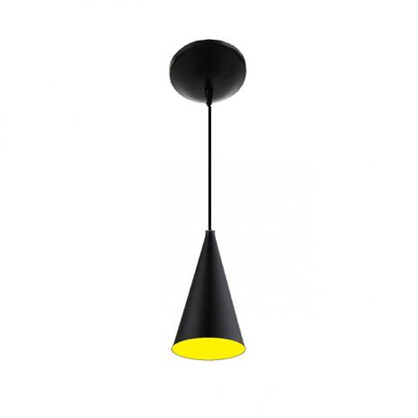 Pendente Cônico Alumínio Cone Isadora Design Preto/Amarelo Menor preço em Pendente Cônico Alumínio Cone Isadora Design Preto/Amarelo