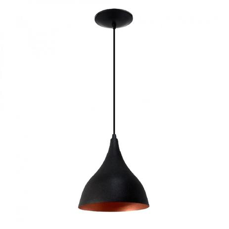 Pendente Cônico Alumínio Gota Isadora Design Preto/Cobre Menor preço em Pendente Cônico Alumínio Gota Isadora Design Preto/Cobre