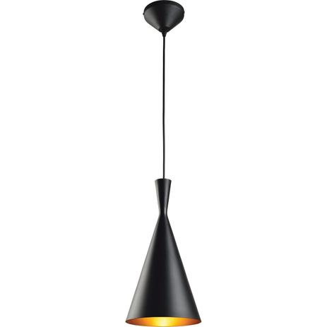 Pendente Cônico em Alumínio 1 Lâmpada Genebra Avant Preto Fosco/Dourado Menor preço em Pendente Cônico em Alumínio 1 Lâmpada Genebra Avant Preto Fosco/Dourado
