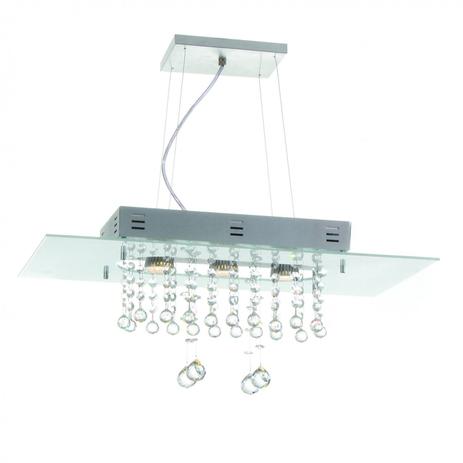 Pendente Cristal Retangular 3 Lâmpadas Valência Auremar Branco Menor preço em Pendente Cristal Retangular 3 Lâmpadas Valência Auremar Branco
