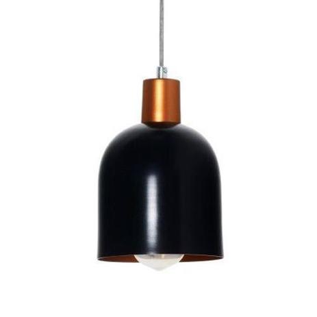 Pendente de Alumínio - Bala Pequeno Preto e Cobre (Para Cozinha / Bancada) - Studio casa center Menor preço em Pendente de Alumínio - Bala Pequeno Preto e Cobre (Para Cozinha / Bancada) - Studio casa center