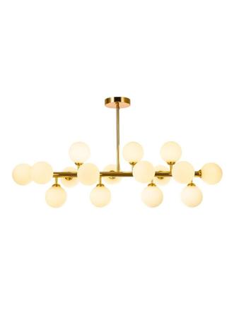 Pendente de bola de vidro branca retangular dourado 16 lâmpadas jabuti - NewLight Menor preço em Pendente de bola de vidro branca retangular dourado 16 lâmpadas jabuti - NewLight