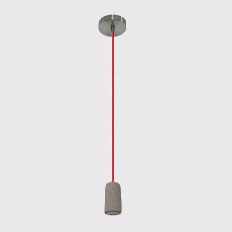 Pendente de Concreto e Cimento Modelo Milos Cabo em Tecido Vermelho - Starlux Menor preço em Pendente de Concreto e Cimento Modelo Milos Cabo em Tecido Vermelho - Starlux