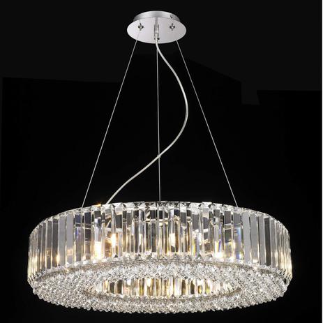 Pendente de Cristal e Aço Cromado 12 Lâmpadas PE-035/12 Mais Luz Cromado Menor preço em Pendente de Cristal e Aço Cromado 12 Lâmpadas PE-035/12 Mais Luz Cromado