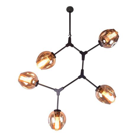 Pendente de Metal Orbe 95cmx40cmx80cm Bella Iluminação Preto/Champagne Menor preço em Pendente de Metal Orbe 95cmx40cmx80cm Bella Iluminação Preto/Champagne