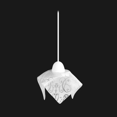 Pendente de vidro Tulipa 1 lâmpada fluorescente compacta Floral branco Auremar Menor preço em Pendente de vidro Tulipa 1 lâmpada fluorescente compacta Floral branco Auremar