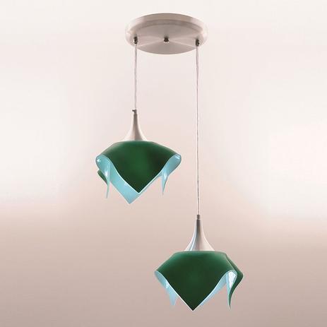 Pendente Duplo Color Verde para 2 Lâmpadas - Auremar Menor preço em Pendente Duplo Color Verde para 2 Lâmpadas - Auremar