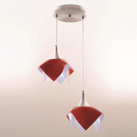 Pendente Duplo Color Vermelho para 2 Lâmpadas - Auremar Menor preço em Pendente Duplo Color Vermelho para 2 Lâmpadas - Auremar
