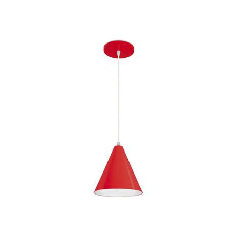 Pendente em Alumínio para 1 Lâmpada Cone Minas Gerais 18x18cm Vermelho - Nacional iluminação Menor preço em Pendente em Alumínio para 1 Lâmpada Cone Minas Gerais 18x18cm Vermelho - Nacional iluminação