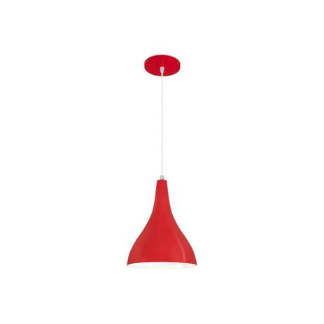 Pendente em Alumínio para 1 Lâmpada Pera Minas Gerais 21x26cm Vermelho - Nacional iluminação Menor preço em Pendente em Alumínio para 1 Lâmpada Pera Minas Gerais 21x26cm Vermelho - Nacional iluminação