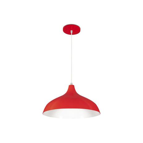Pendente em Alumínio para 1 Lâmpada Pera Minas Gerais 33x18cm Vermelho - Nacional iluminação Menor preço em Pendente em Alumínio para 1 Lâmpada Pera Minas Gerais 33x18cm Vermelho - Nacional iluminação