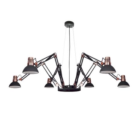 Pendente em metal 6xe27 40w 115x113cm - preto fosco - Newline Menor preço em Pendente em metal 6xe27 40w 115x113cm - preto fosco - Newline