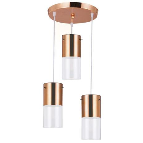 Pendente First Cobre e Transparente 3 Lâmpadas Bronzearte Menor preço em Pendente First Cobre e Transparente 3 Lâmpadas Bronzearte