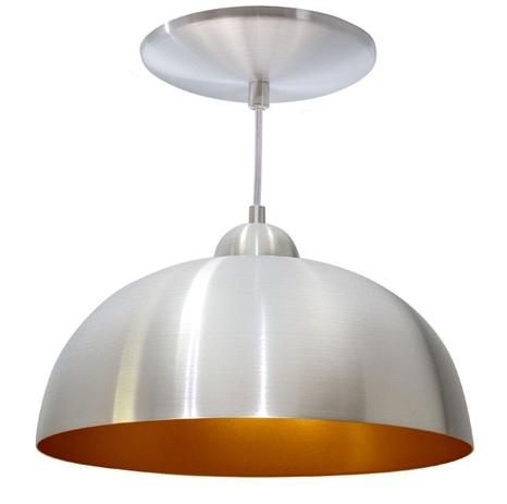 Pendente meia lua 30cm luminária alumínio escovado com interior cobre st4007 - Starlumen Menor preço em Pendente meia lua 30cm luminária alumínio escovado com interior cobre st4007 - Starlumen