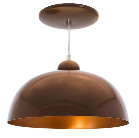 Pendente meia lua 30cm luminária marrom com interior cobre st4007 - Starlumen Menor preço em Pendente meia lua 30cm luminária marrom com interior cobre st4007 - Starlumen