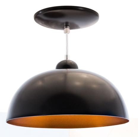 Pendente Meia Lua 30cm luminária preto com interior cobre ST4007 - Starlumen Menor preço em Pendente Meia Lua 30cm luminária preto com interior cobre ST4007 - Starlumen