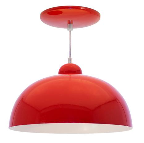 Pendente Meia Lua 30cm luminária vermelho com interior branco ST4007 - Starlumen Menor preço em Pendente Meia Lua 30cm luminária vermelho com interior branco ST4007 - Starlumen