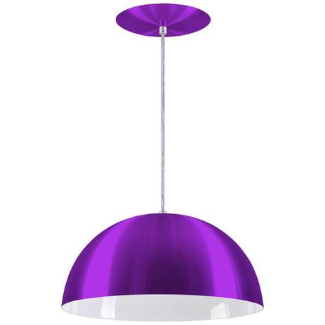 Pendente Meia Lua 34cm Luminária Alumínio Roxo Verniz - Rei da Iluminação é boa?