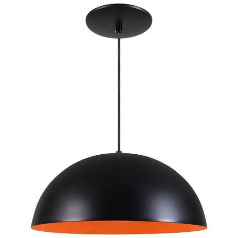 Pendente Meia Lua 40cm Luminária Alumínio Preto Textura C/ Laranja - Rei da Iluminação é boa?