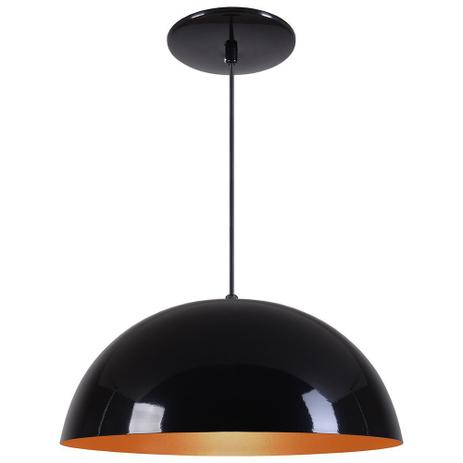 Pendente Meia Lua 50cm Luminária Alumínio Preto Brilhante C/ Cobre - Rei da Iluminação Menor preço em Pendente Meia Lua 50cm Luminária Alumínio Preto Brilhante C/ Cobre - Rei da Iluminação