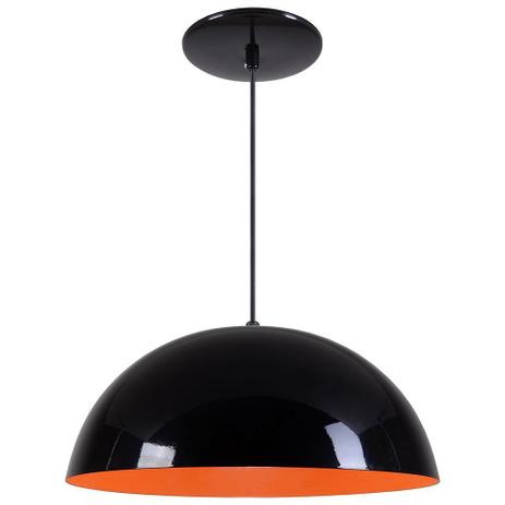 Pendente Meia Lua 50cm Luminária Alumínio Preto Brilhante C/ Laranja - Rei da Iluminação é ruim? Pendente Meia Lua 50cm Luminária Alumínio Preto Brilhante C/ Laranja - Rei da Iluminação é boa?