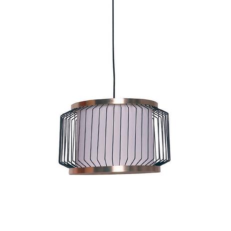 Pendente Metal Preto com Detalhe Dourado Tecido Branco 1xE27 40w Ø35x22cm New Line - NL-PD1088 Menor preço em Pendente Metal Preto com Detalhe Dourado Tecido Branco 1xE27 40w Ø35x22cm New Line - NL-PD1088