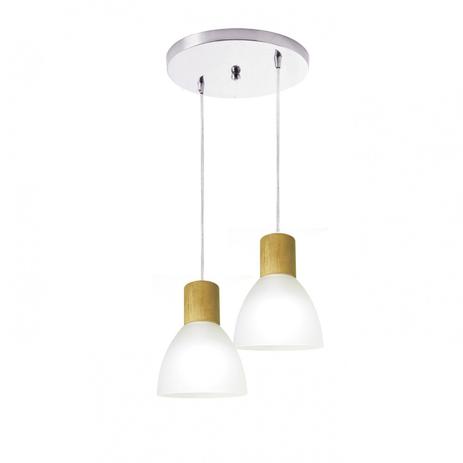 Pendente para 2 Lâmpadas Cúpula Vidro Liso Anello Startec Wood Menor preço em Pendente para 2 Lâmpadas Cúpula Vidro Liso Anello Startec Wood