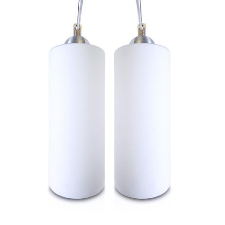 Pendente polo aluminio+vidro cilindrico fosco e-27 2 lamp. max 60w branco - Home line Menor preço em Pendente polo aluminio+vidro cilindrico fosco e-27 2 lamp. max 60w branco - Home line