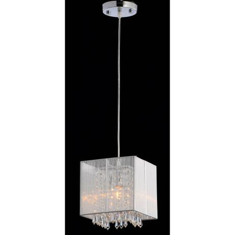 Pendente Quadrado de Cristal Indus 1 Lâmpada Seda Branca - Ventilanet Menor preço em Pendente Quadrado de Cristal Indus 1 Lâmpada Seda Branca - Ventilanet