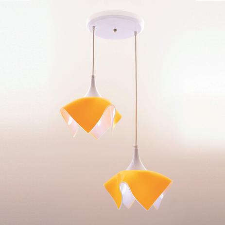 Pendente Redondo Alumínio para 2 Lâmpadas Color Auremar Amarelo/Branco Menor preço em Pendente Redondo Alumínio para 2 Lâmpadas Color Auremar Amarelo/Branco