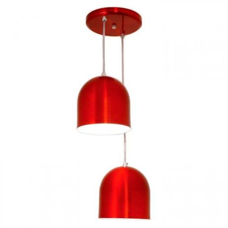 Pendente Redondo Alumínio para 2 Lâmpadas Sevilha Auremar Vermelho Verniz Menor preço em Pendente Redondo Alumínio para 2 Lâmpadas Sevilha Auremar Vermelho Verniz