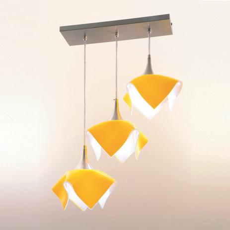 Pendente Redondo Alumínio para 3 Lâmpadas Color Auremar Amarelo Menor preço em Pendente Redondo Alumínio para 3 Lâmpadas Color Auremar Amarelo