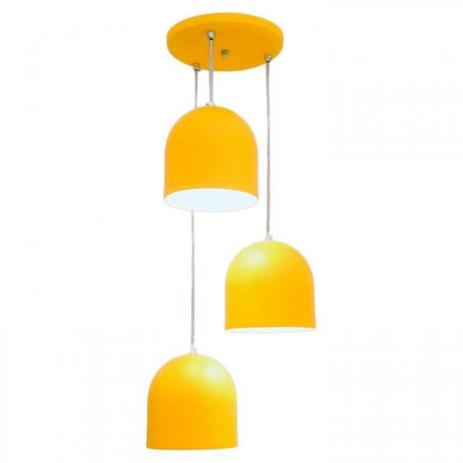Pendente Redondo Alumínio para 3 Lâmpadas Sevilha Auremar Amarelo Menor preço em Pendente Redondo Alumínio para 3 Lâmpadas Sevilha Auremar Amarelo