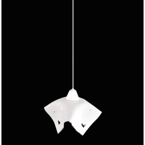 Pendente Redondo de Vidro Tulipa Raiada Coração Auremar Branco Menor preço em Pendente Redondo de Vidro Tulipa Raiada Coração Auremar Branco